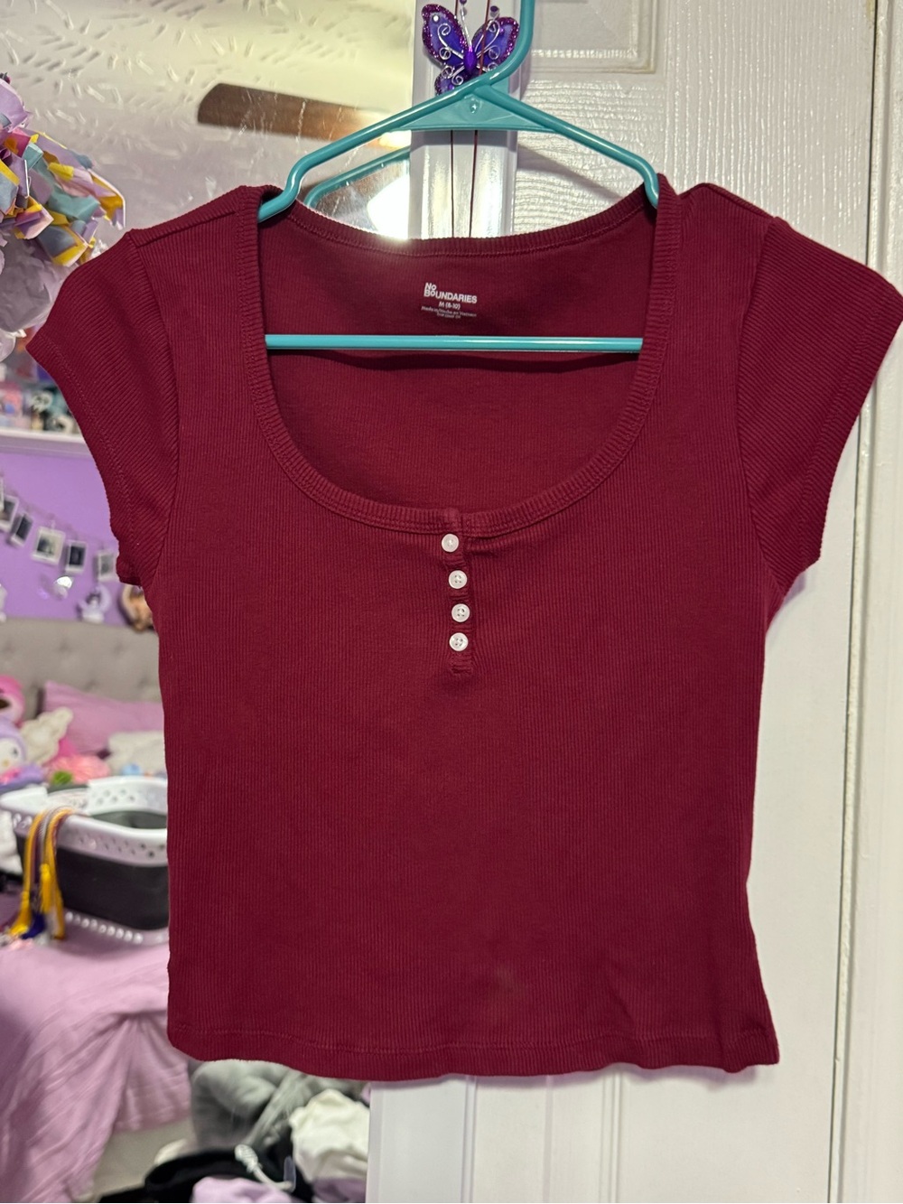Burgundy No Boundaries Henley Tee